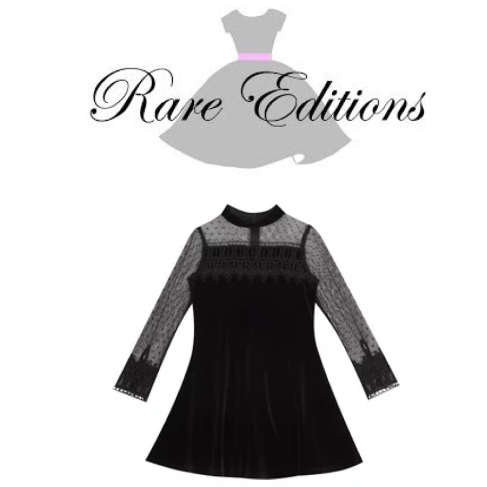 *NWT*👗Rare Editions Black Velvet Dress Girls 8👗